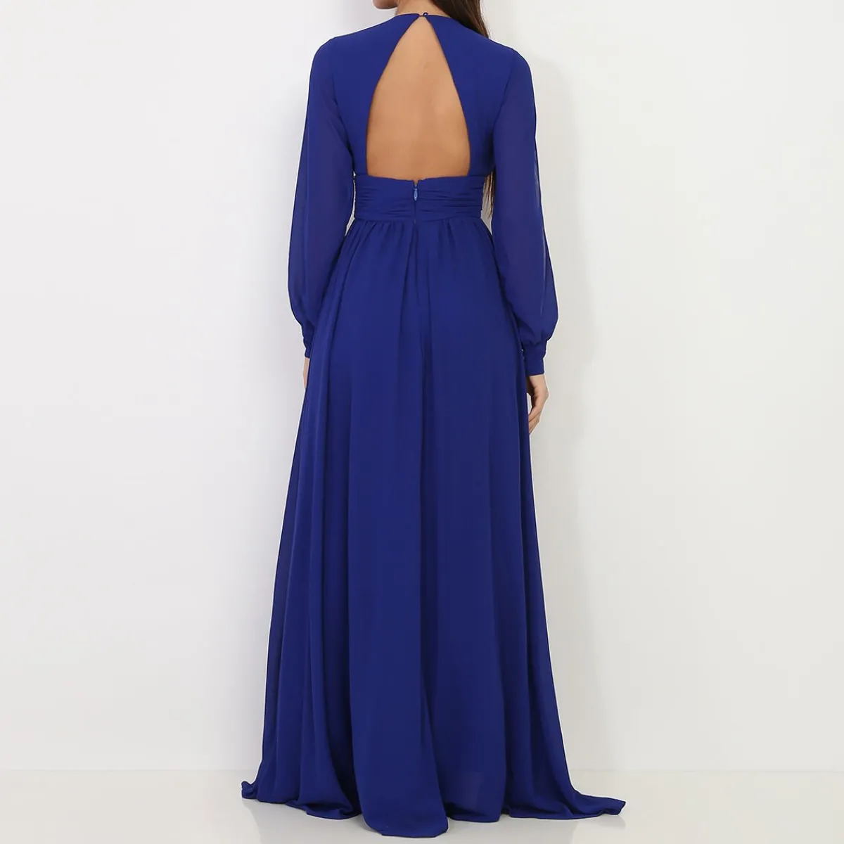 La Modeuse Robe longue à manches ouvertes Bleu