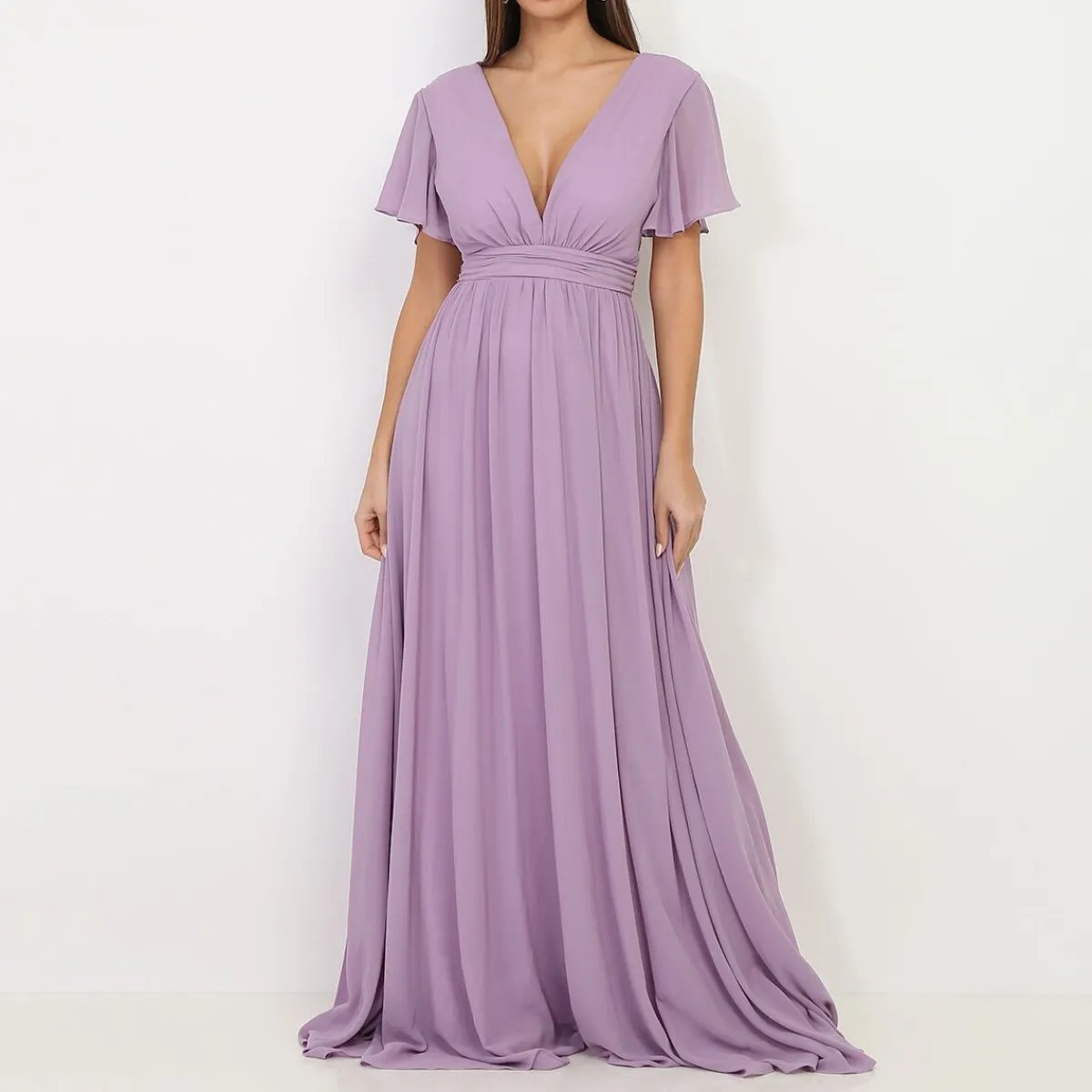 Clearance La Modeuse Robe longue à manches papillons Violet