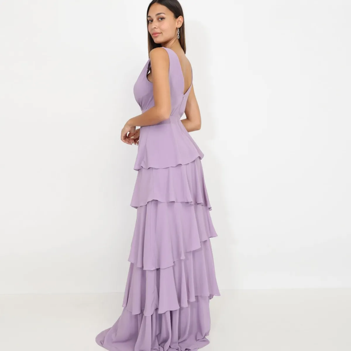 New La Modeuse Robe longue à volants Violetclair