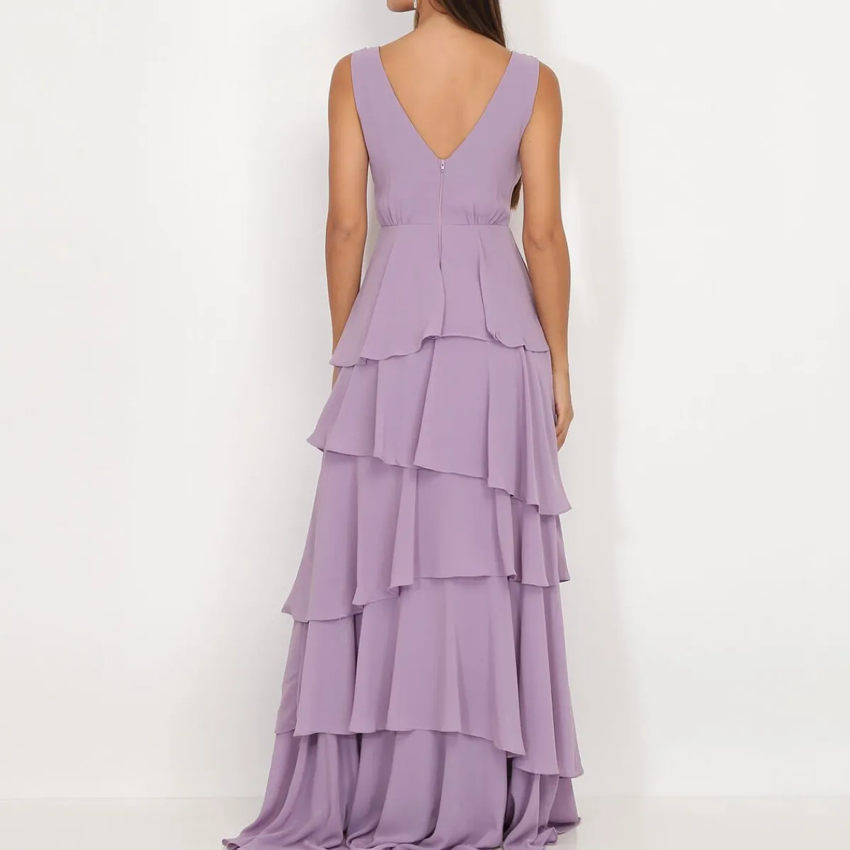 New La Modeuse Robe longue à volants Violetclair