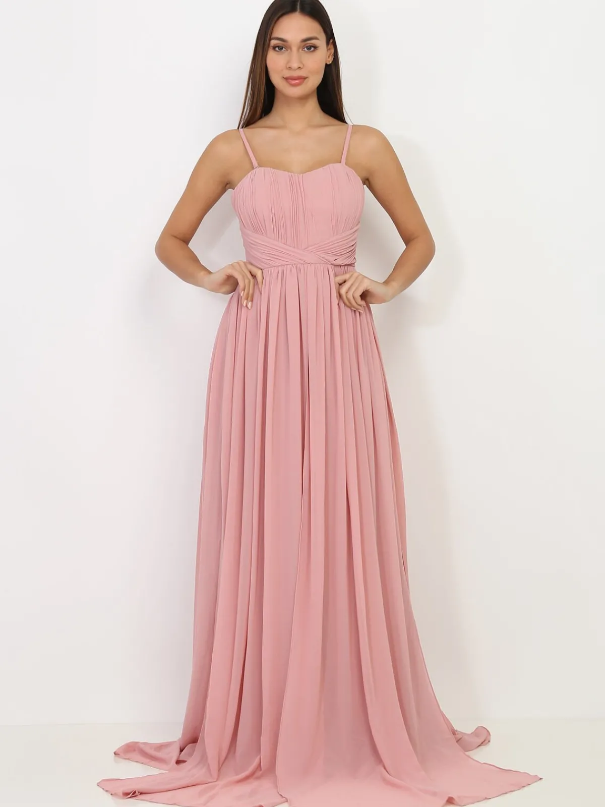 La Modeuse Robe longue bustier drapée VieuxRose