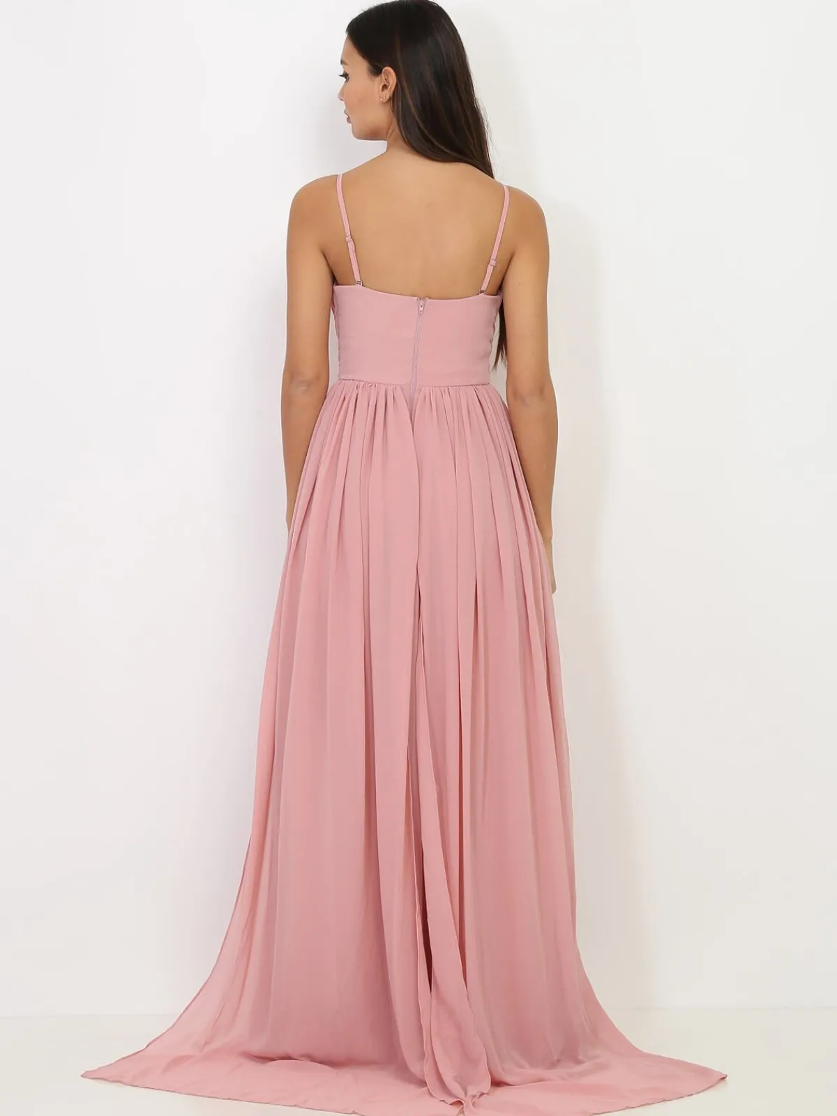 La Modeuse Robe longue bustier drapée VieuxRose