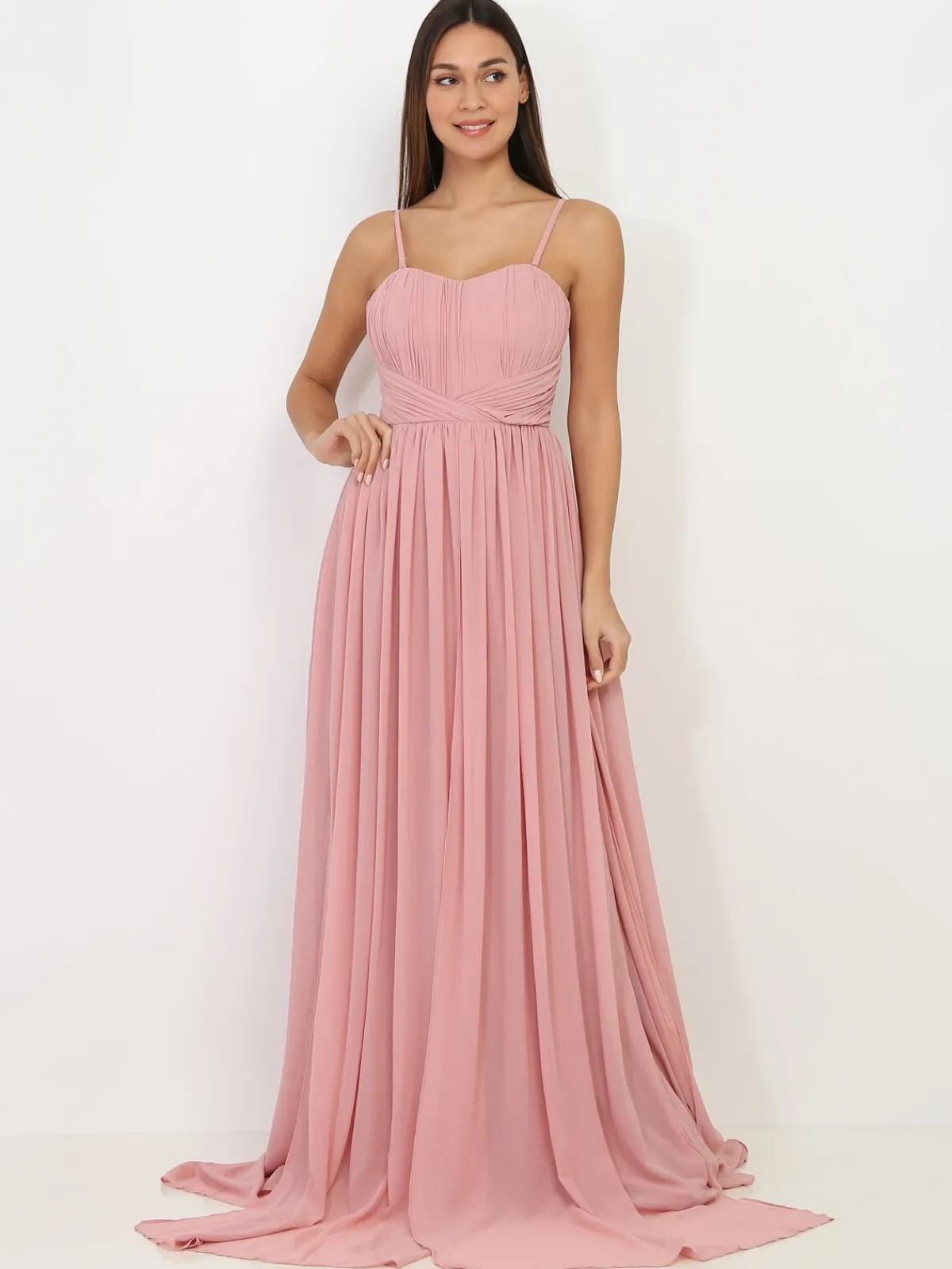 La Modeuse Robe longue bustier drapée VieuxRose