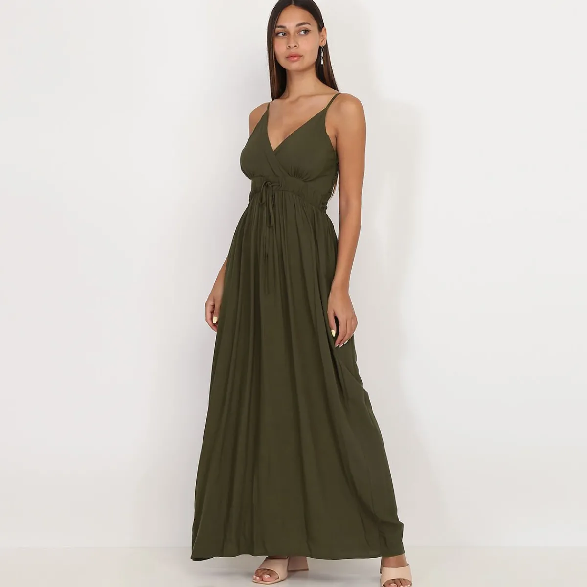 Best La Modeuse Robe longue cache coeur Kaki
