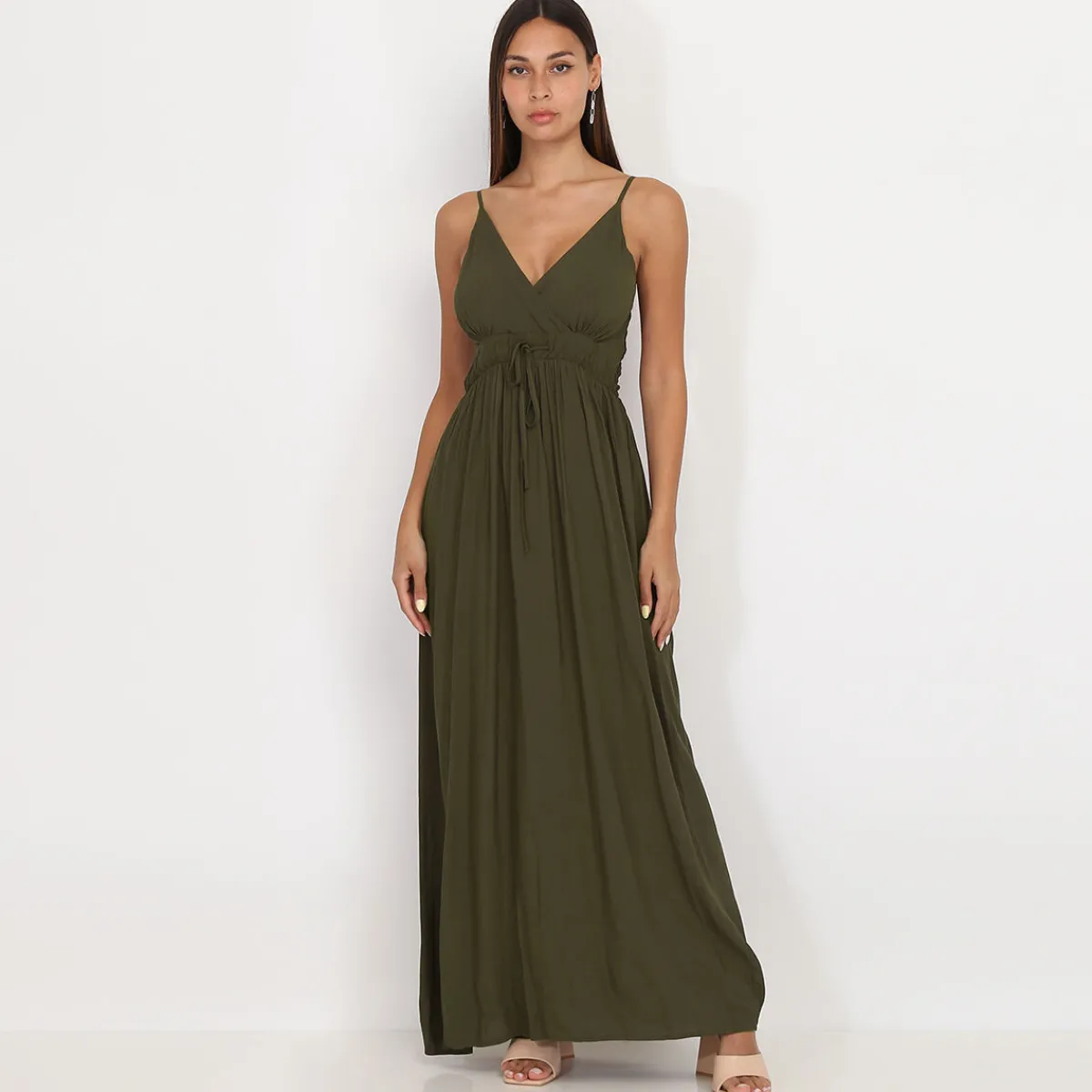 Best La Modeuse Robe longue cache coeur Kaki