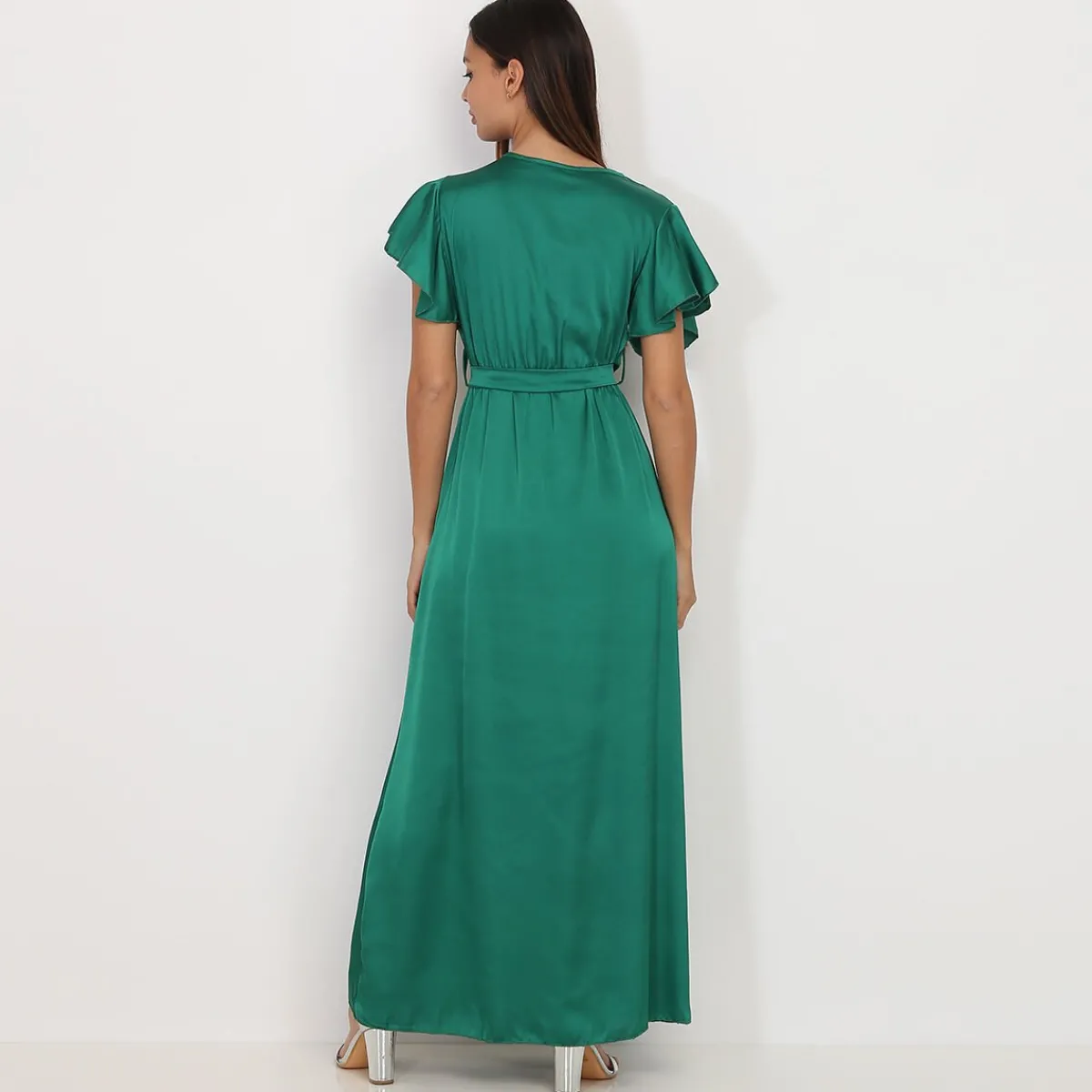 Best La Modeuse Robe longue cache c艙ur fendue Vert