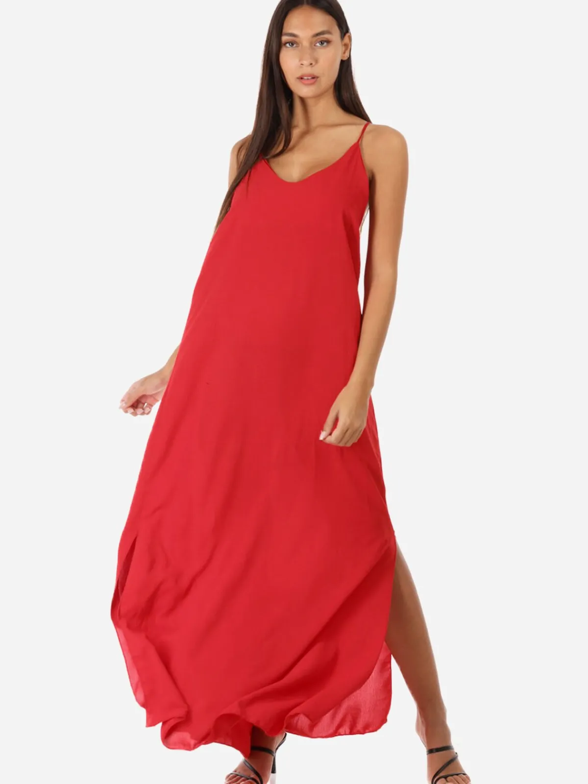 Best La Modeuse Robe longue fendue à dos croisé Rouge
