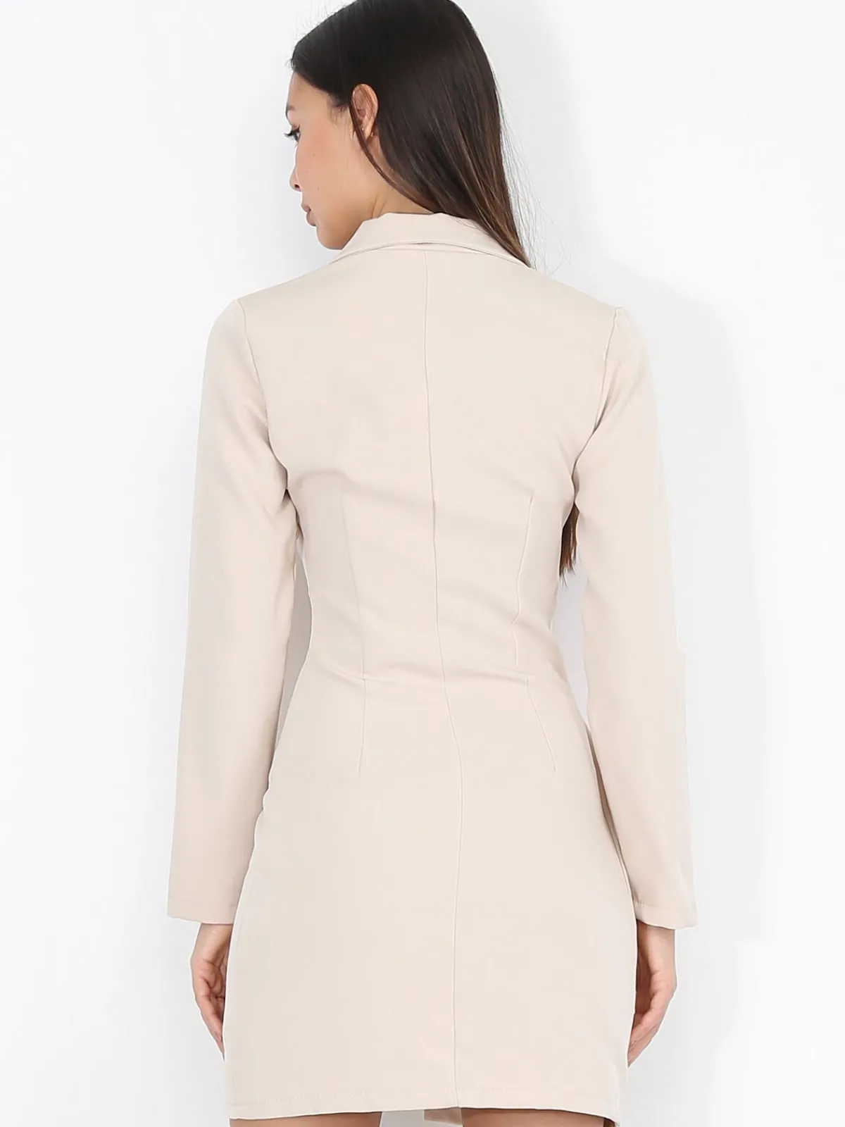 Hot La Modeuse Robe portefeuille à boutons officiers Beige