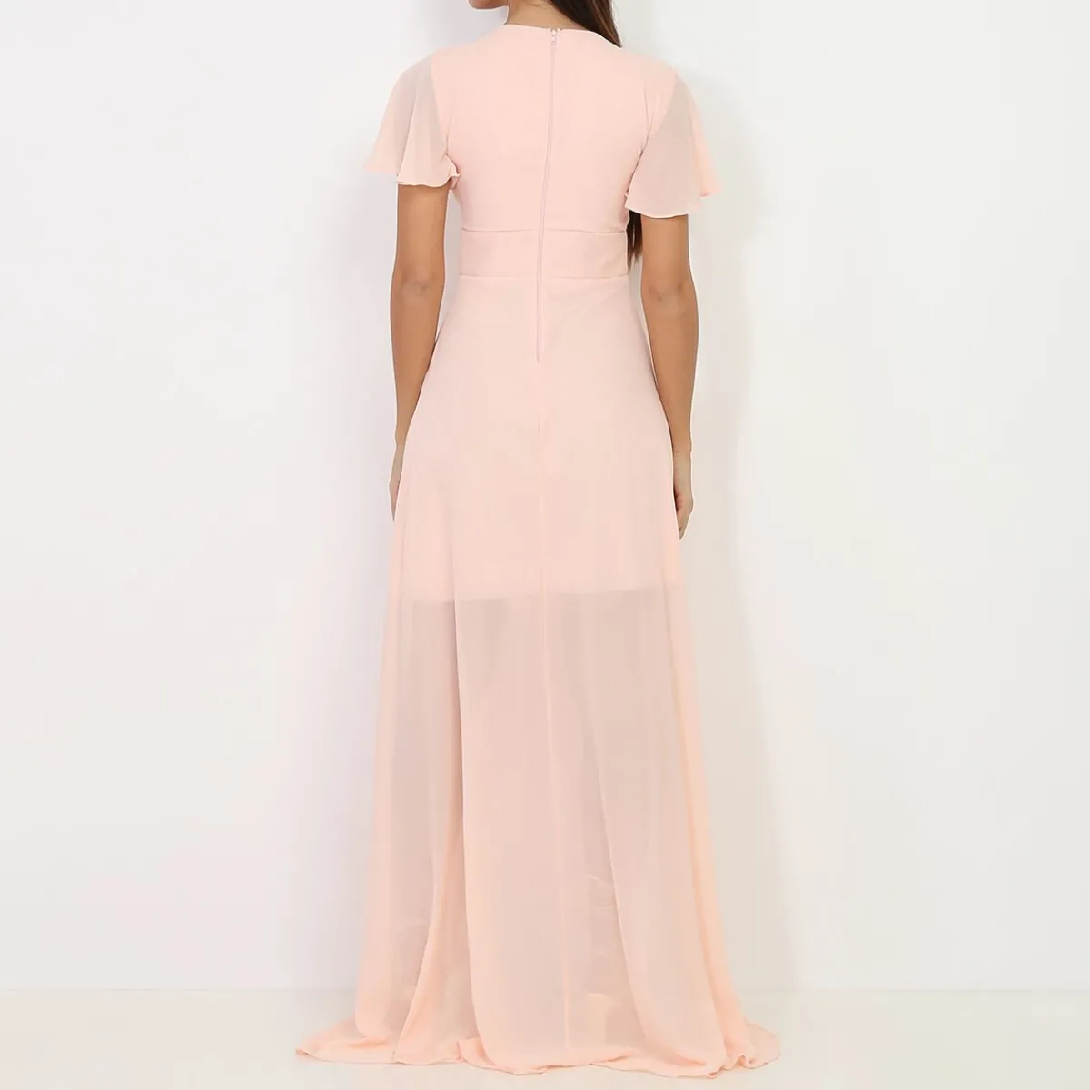 La Modeuse Robe portefeuille à manches papillons Rose