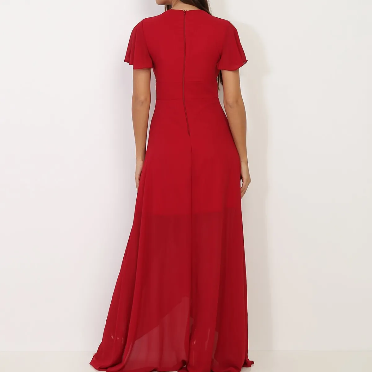 Best La Modeuse Robe portefeuille à manches papillons Cerise