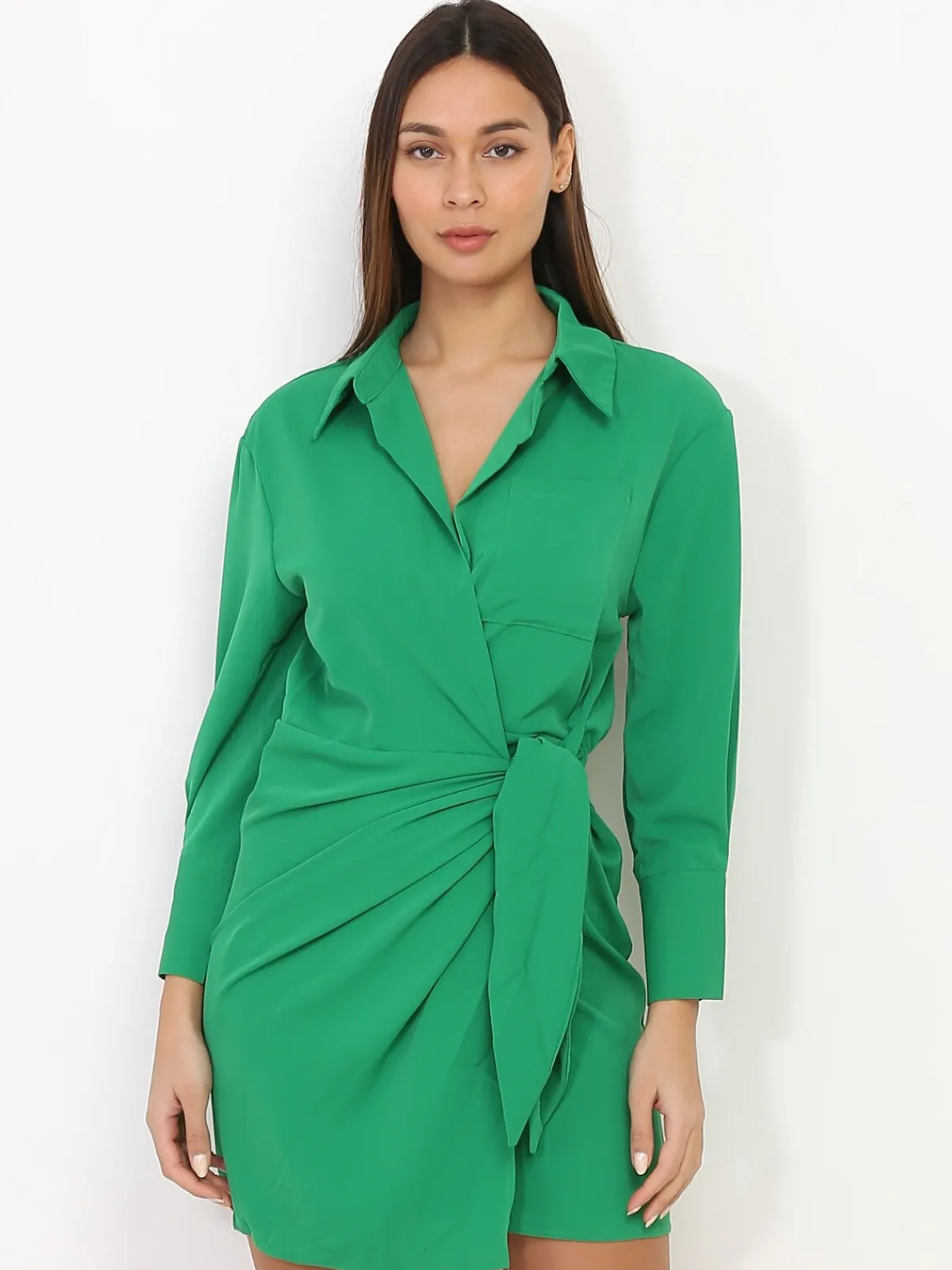 Best La Modeuse Robe portefeuille fluide à nouer Vert