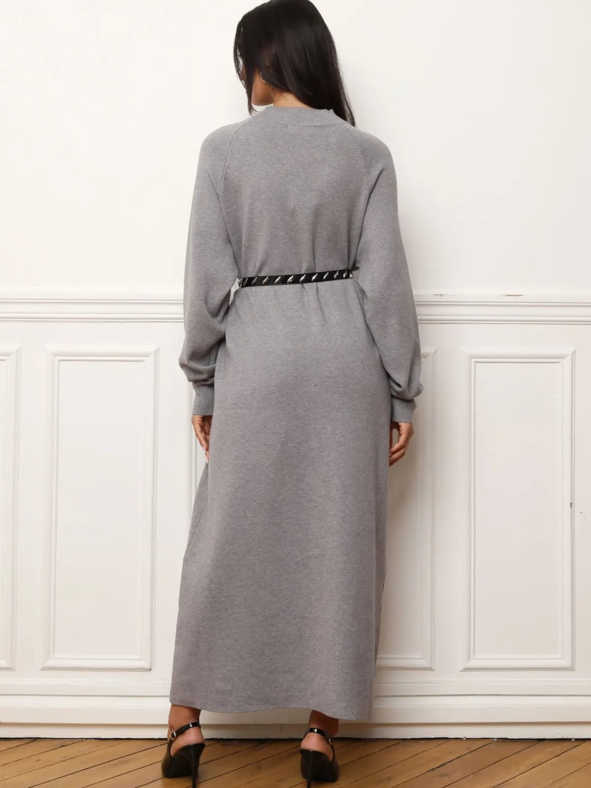 Sale La Modeuse Robe pull longue et ample Gris