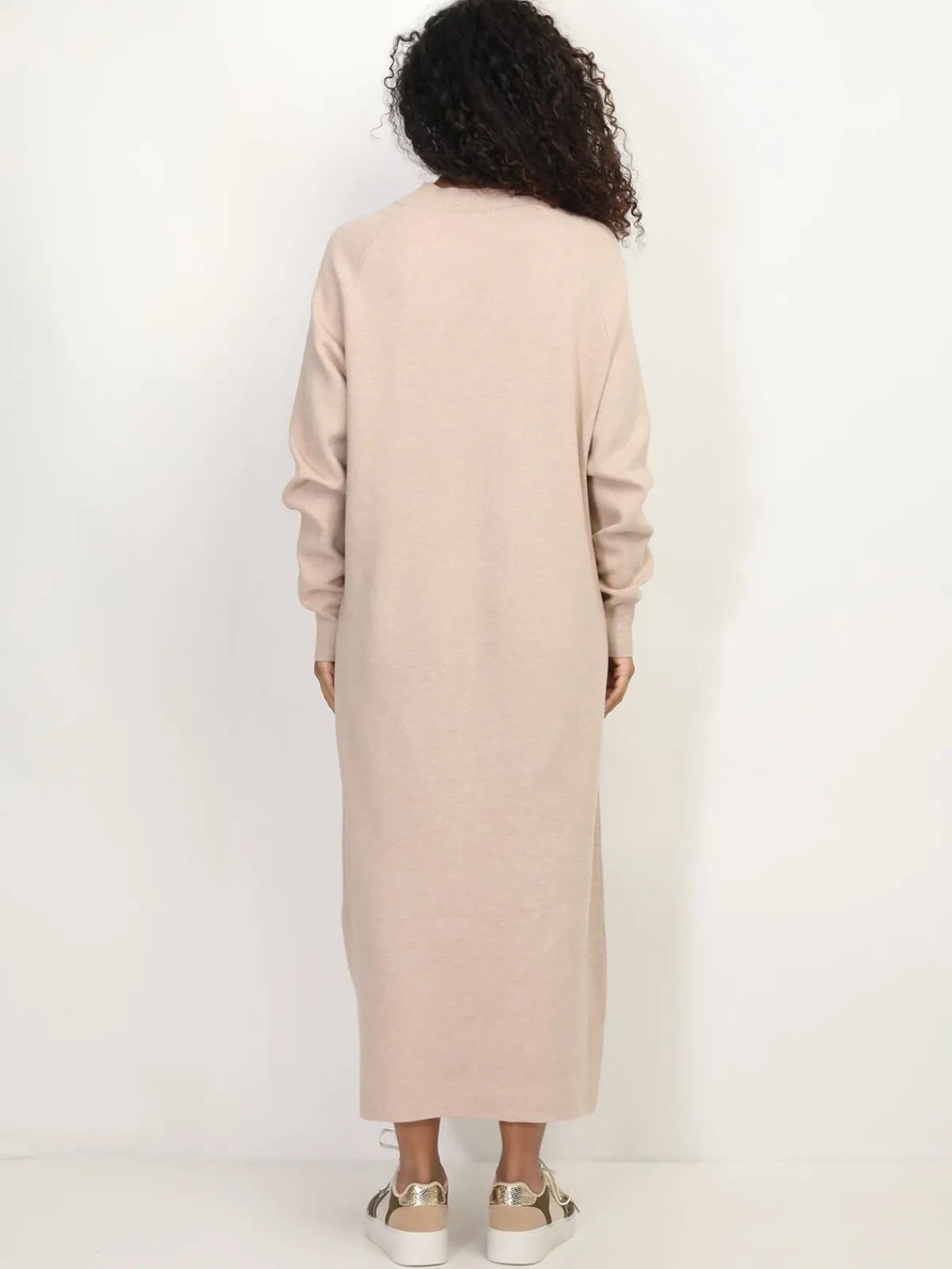 Best La Modeuse Robe pull longue et ample Beige