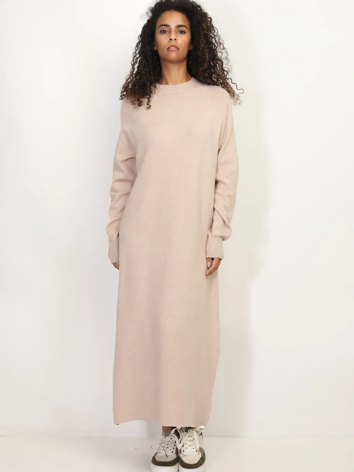 Best La Modeuse Robe pull longue et ample Beige