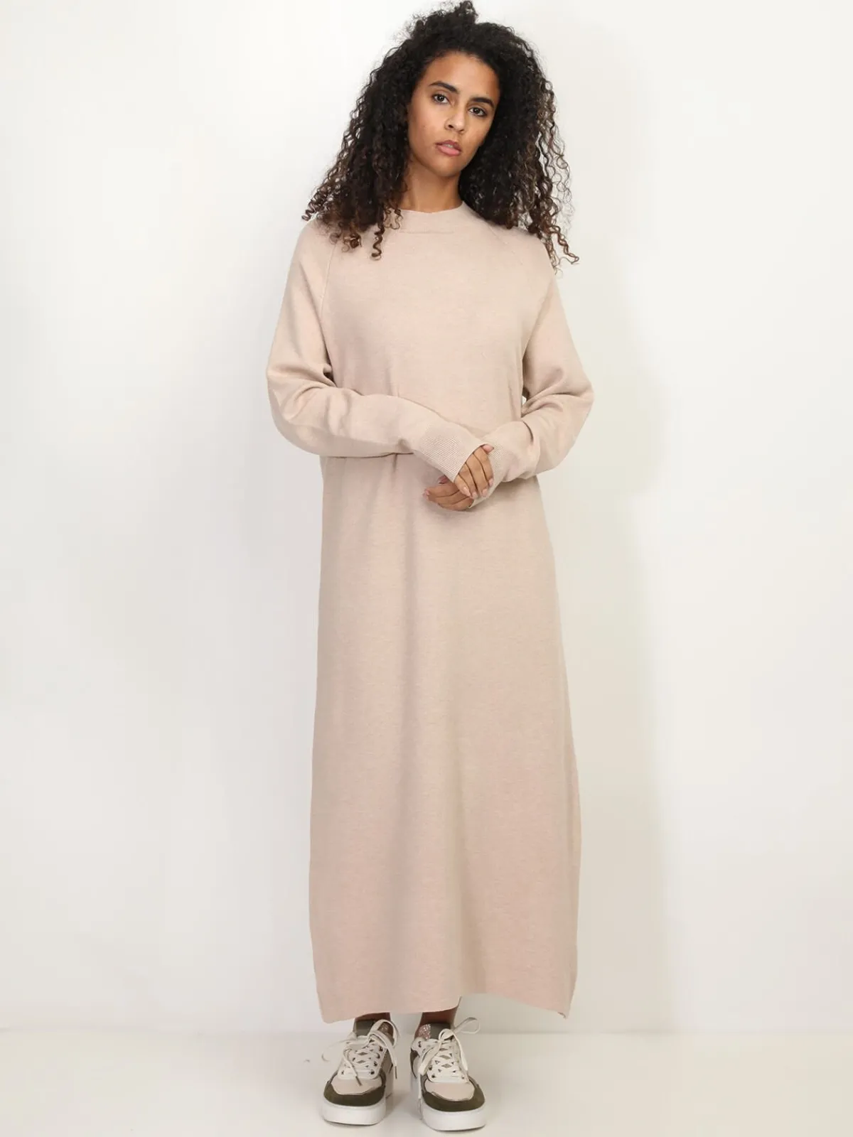 Best La Modeuse Robe pull longue et ample Beige