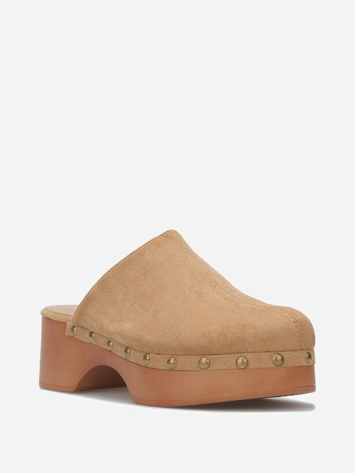 La Modeuse Sabots cloutés en suédine Camel