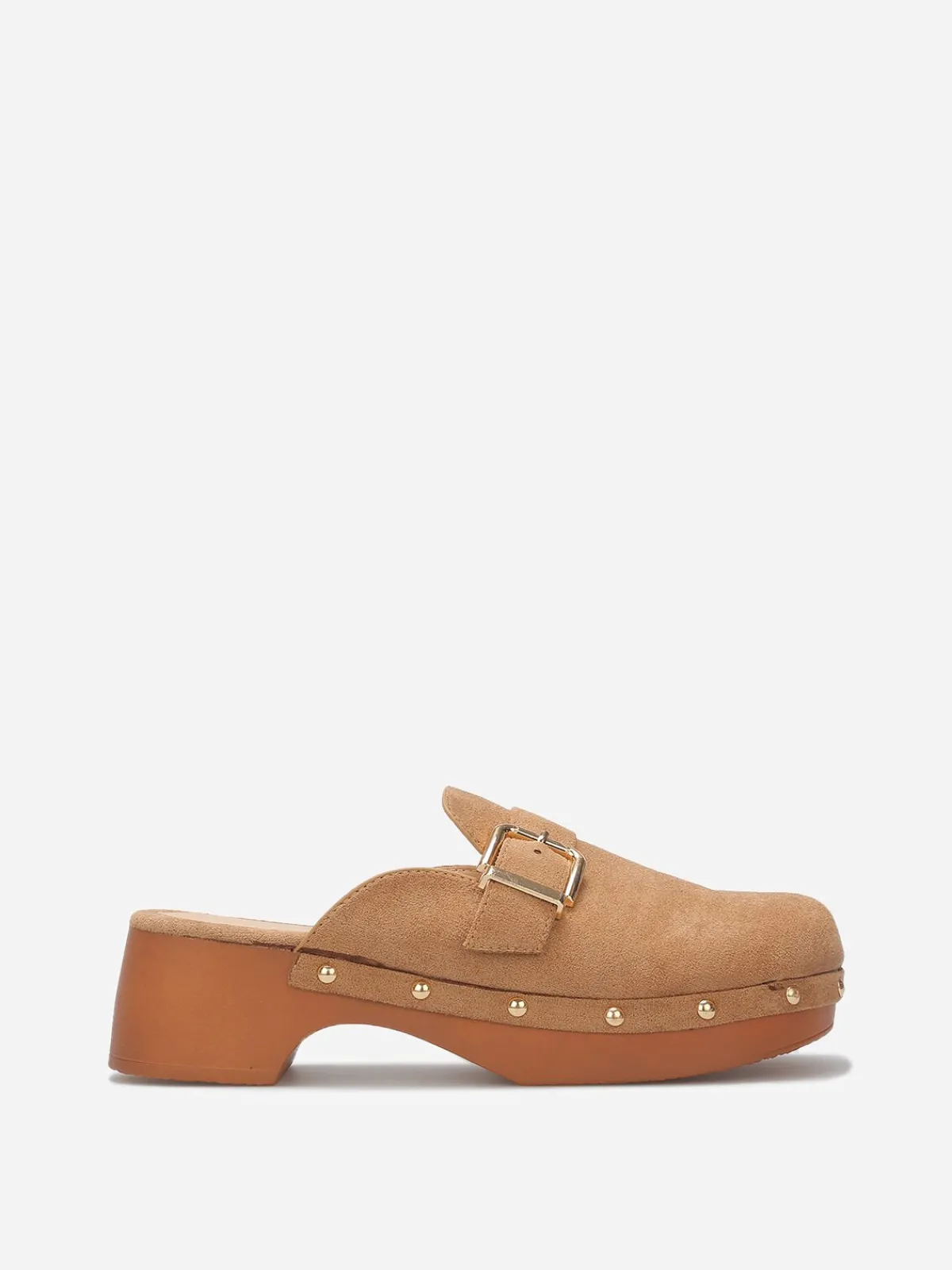 New La Modeuse Sabots en suédine à boucle et clous Kaki