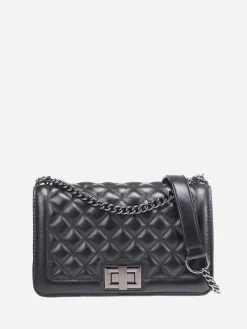 Outlet La Modeuse Sac matelassé à chaîne métallique Noir