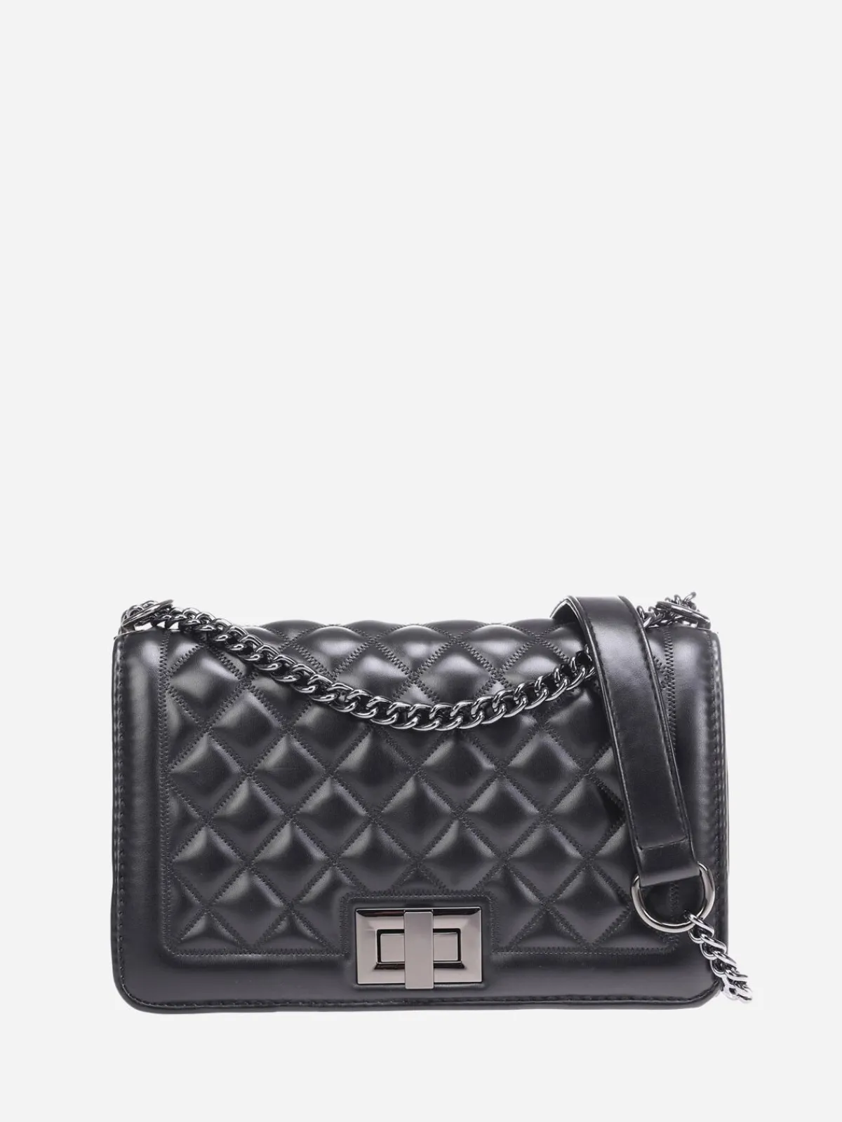 Outlet La Modeuse Sac matelassé à chaîne métallique Noir