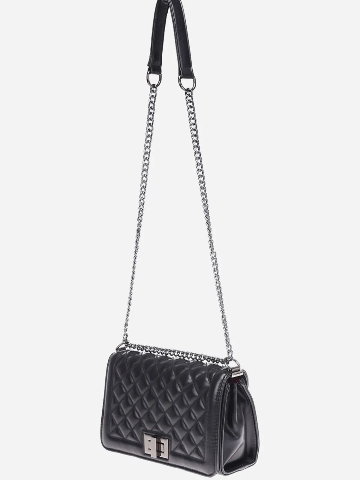 Outlet La Modeuse Sac matelassé à chaîne métallique Noir