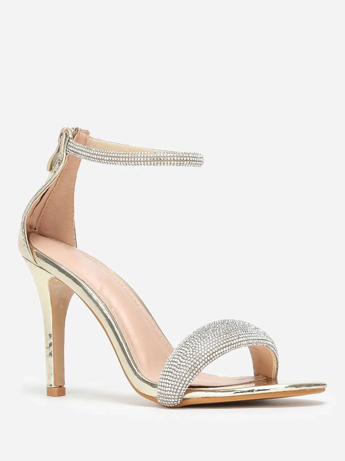 Discount La Modeuse Sandales à brides arrondies en strass Doré
