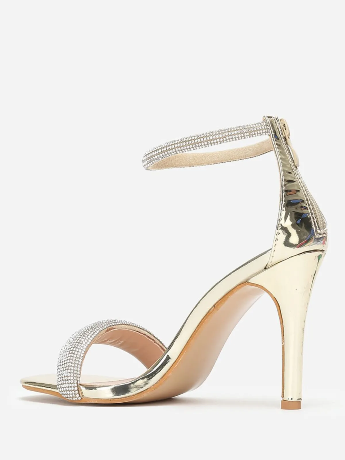 Discount La Modeuse Sandales à brides arrondies en strass Doré