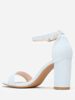 Clearance La Modeuse Sandales à brides et talon carré BleuClair