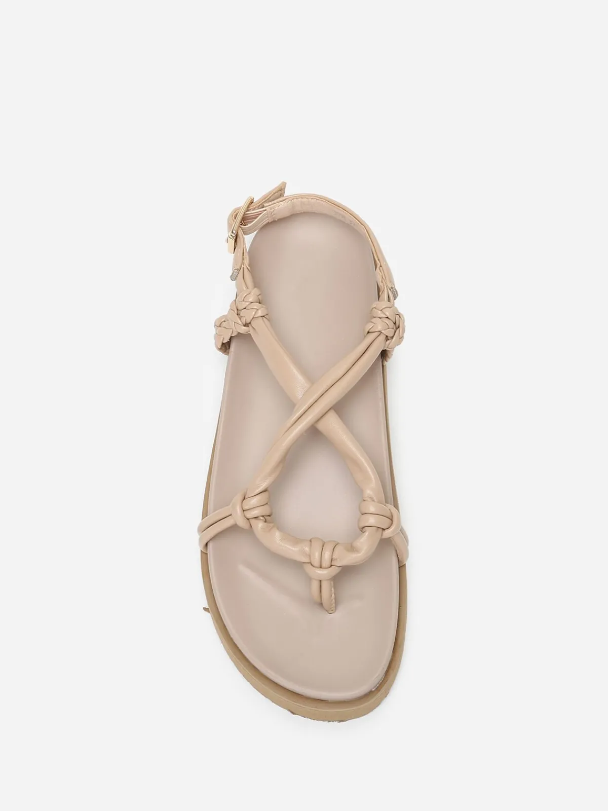 Sale La Modeuse Sandales à brides matelassées et tressées Beige