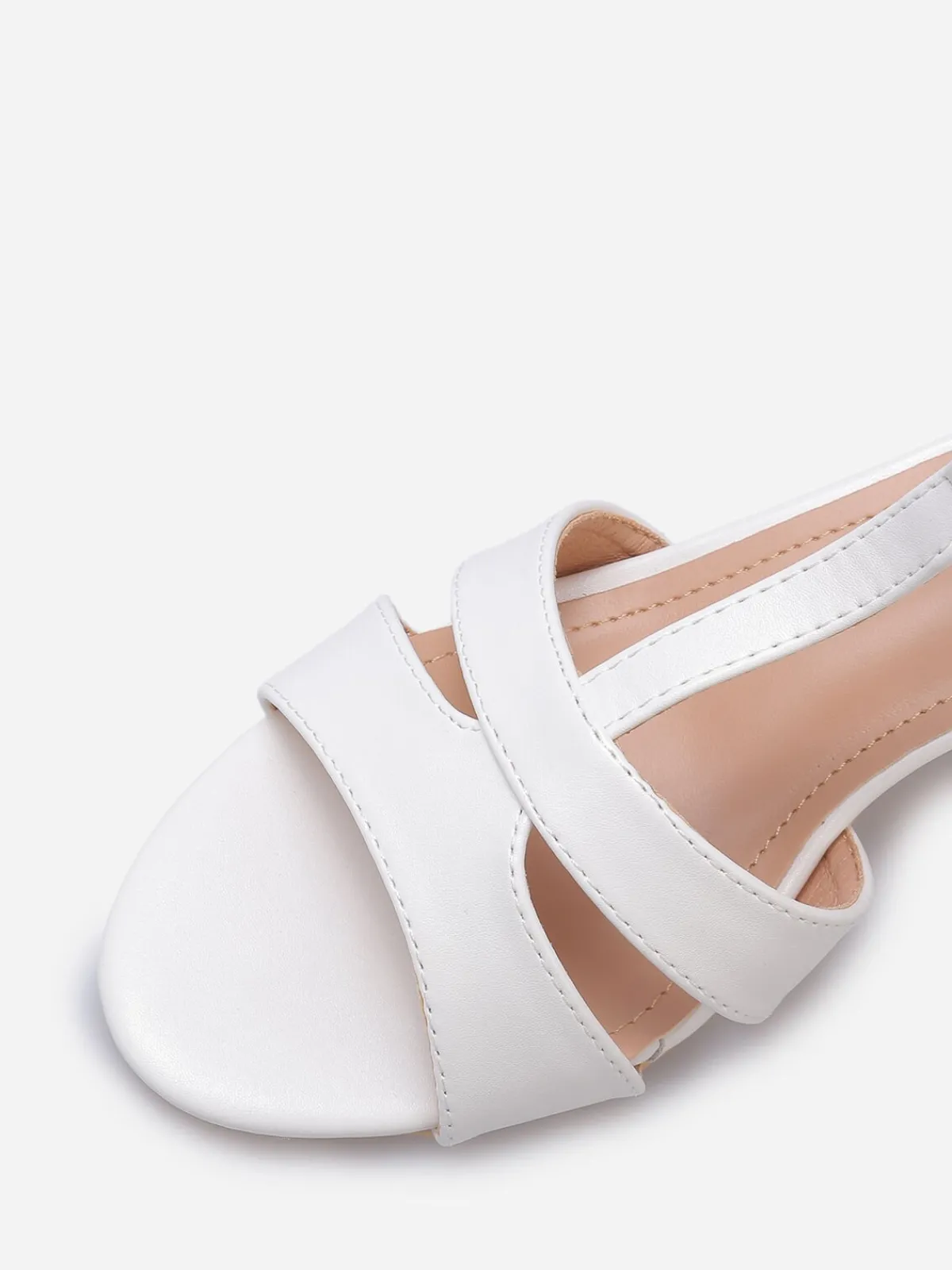 New La Modeuse Sandales à doubles brides grandes tailles Blanc