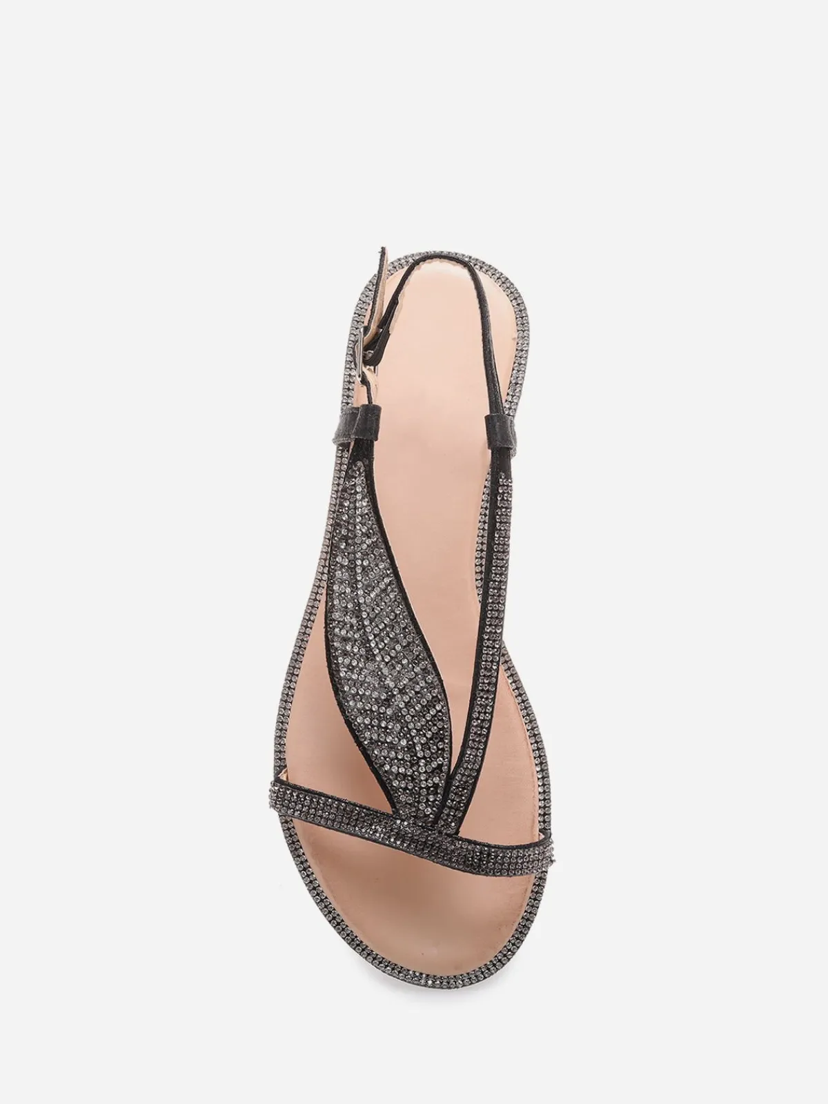 Discount La Modeuse Sandales à feuille en strass grandes tailles Noir