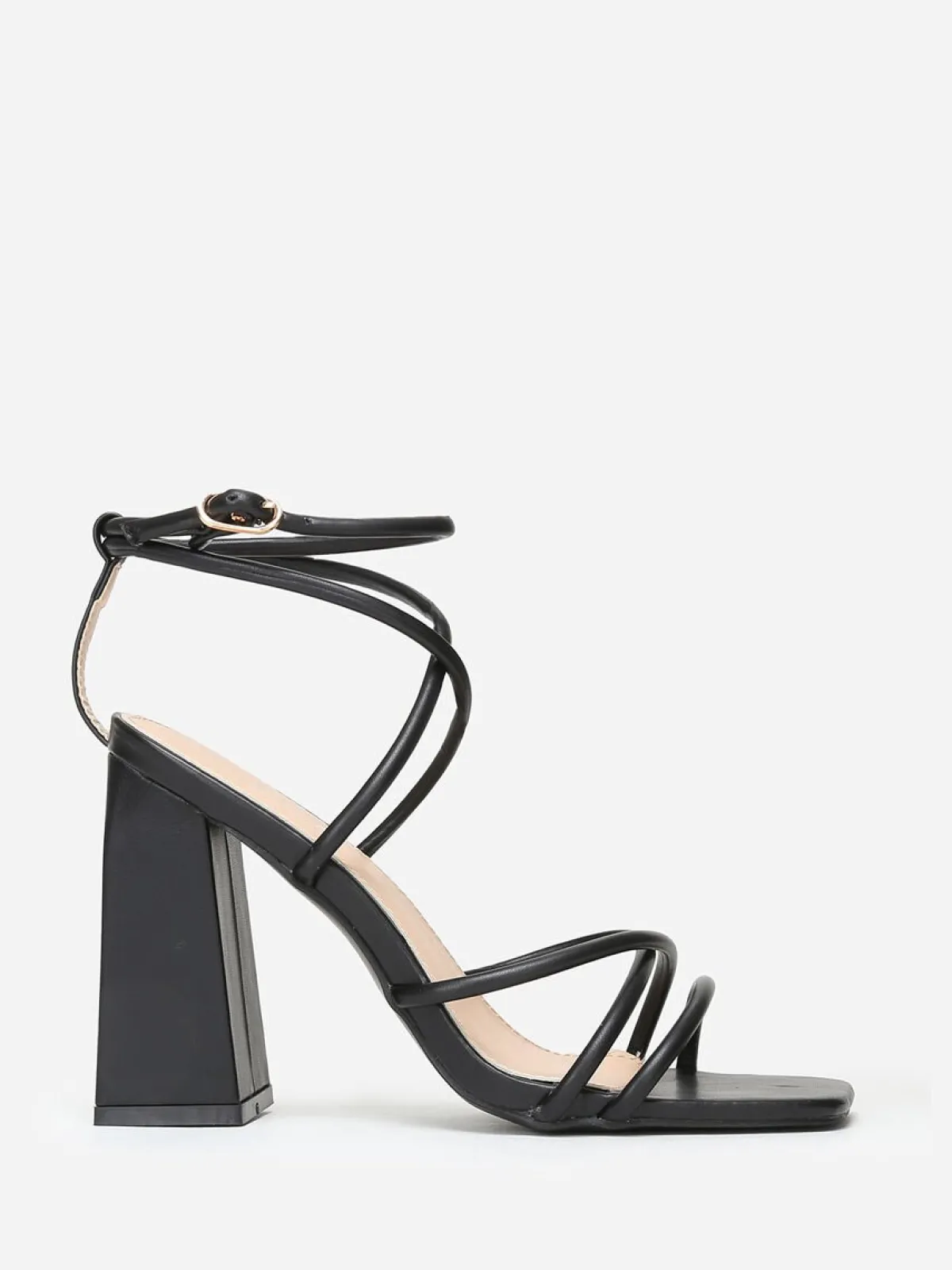 New La Modeuse Sandales à fines brides en simili Noir