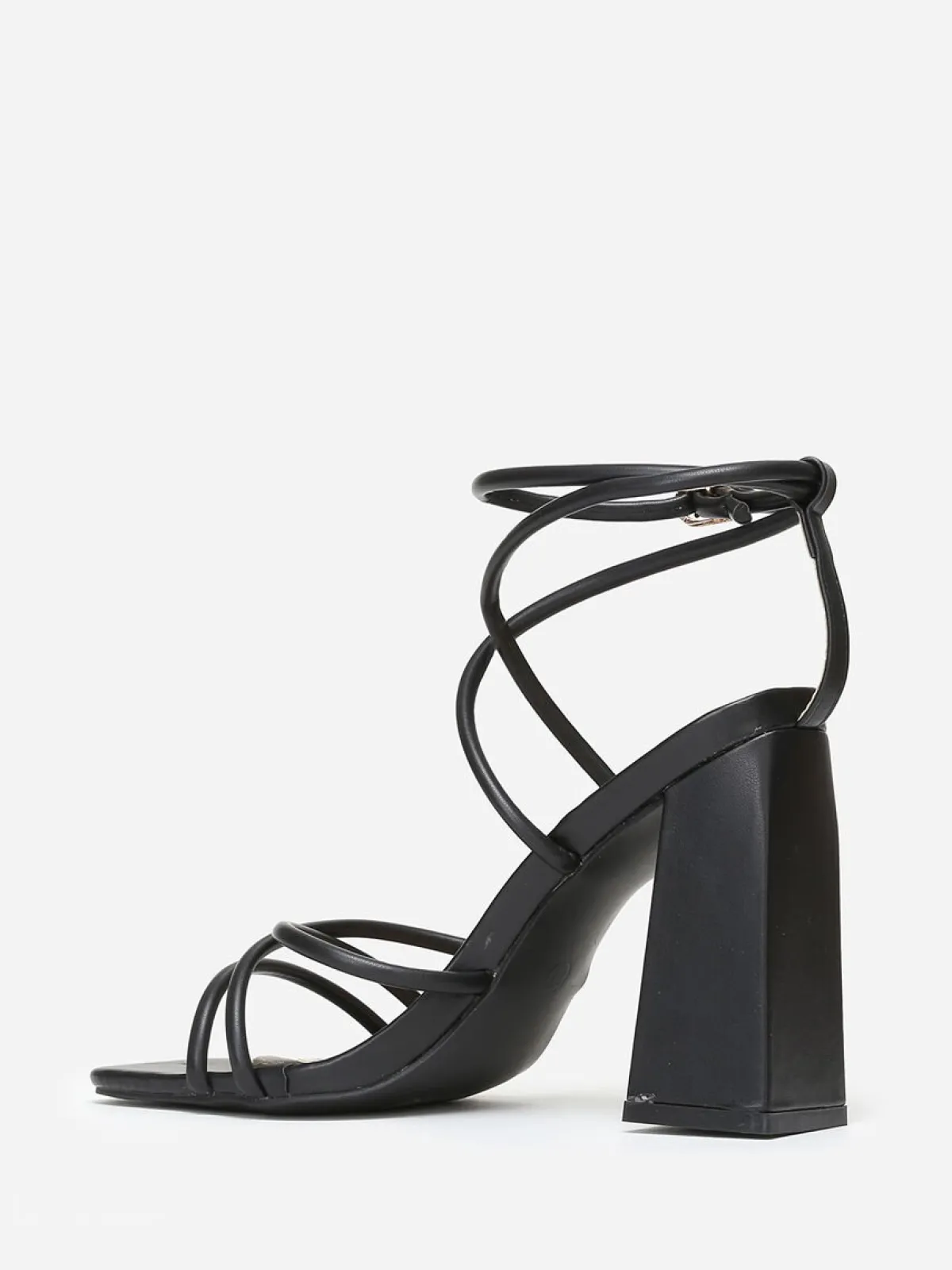 New La Modeuse Sandales à fines brides en simili Noir