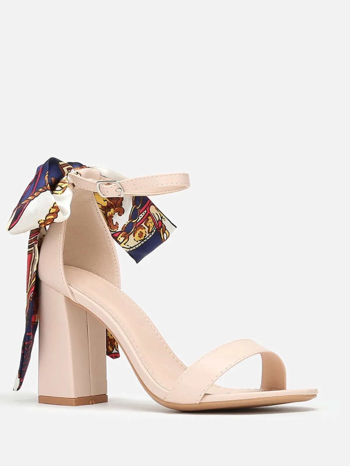Outlet La Modeuse Sandales à foulard satiné imprimé Beige