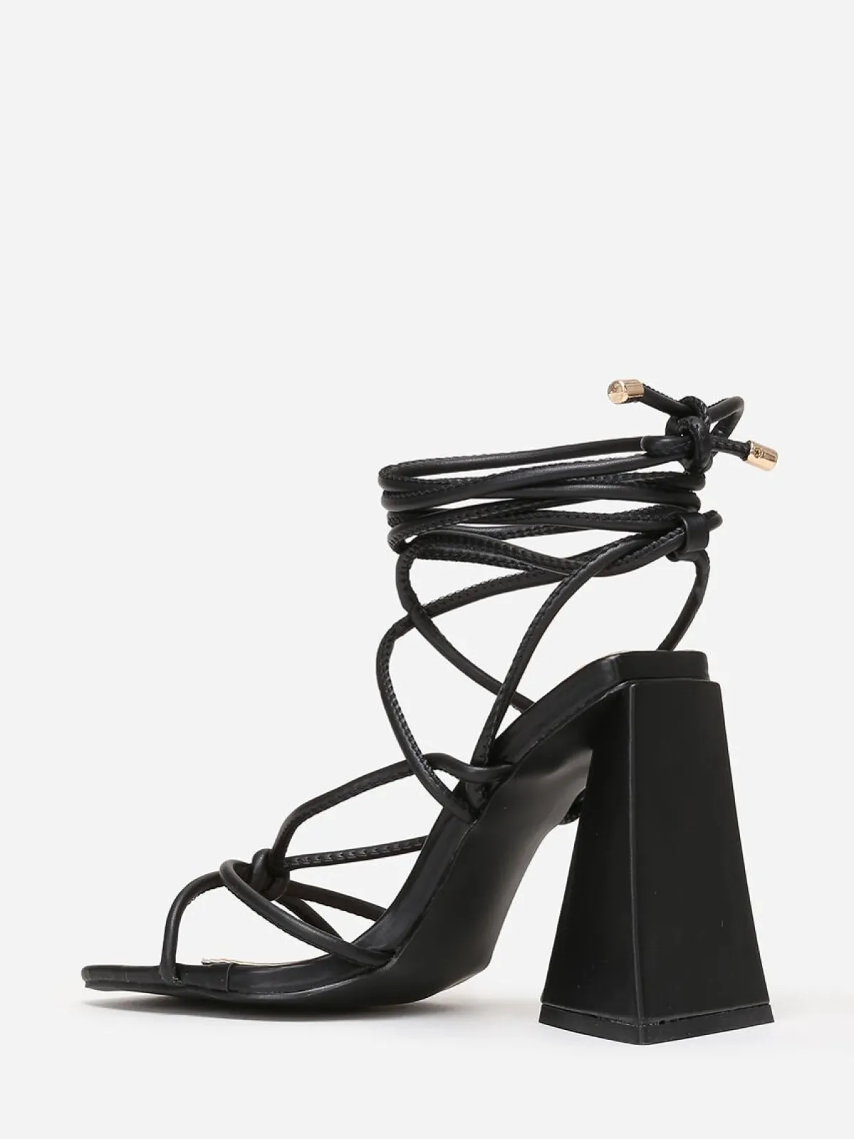 Sale La Modeuse Sandales à laçage et talon triangle Noir