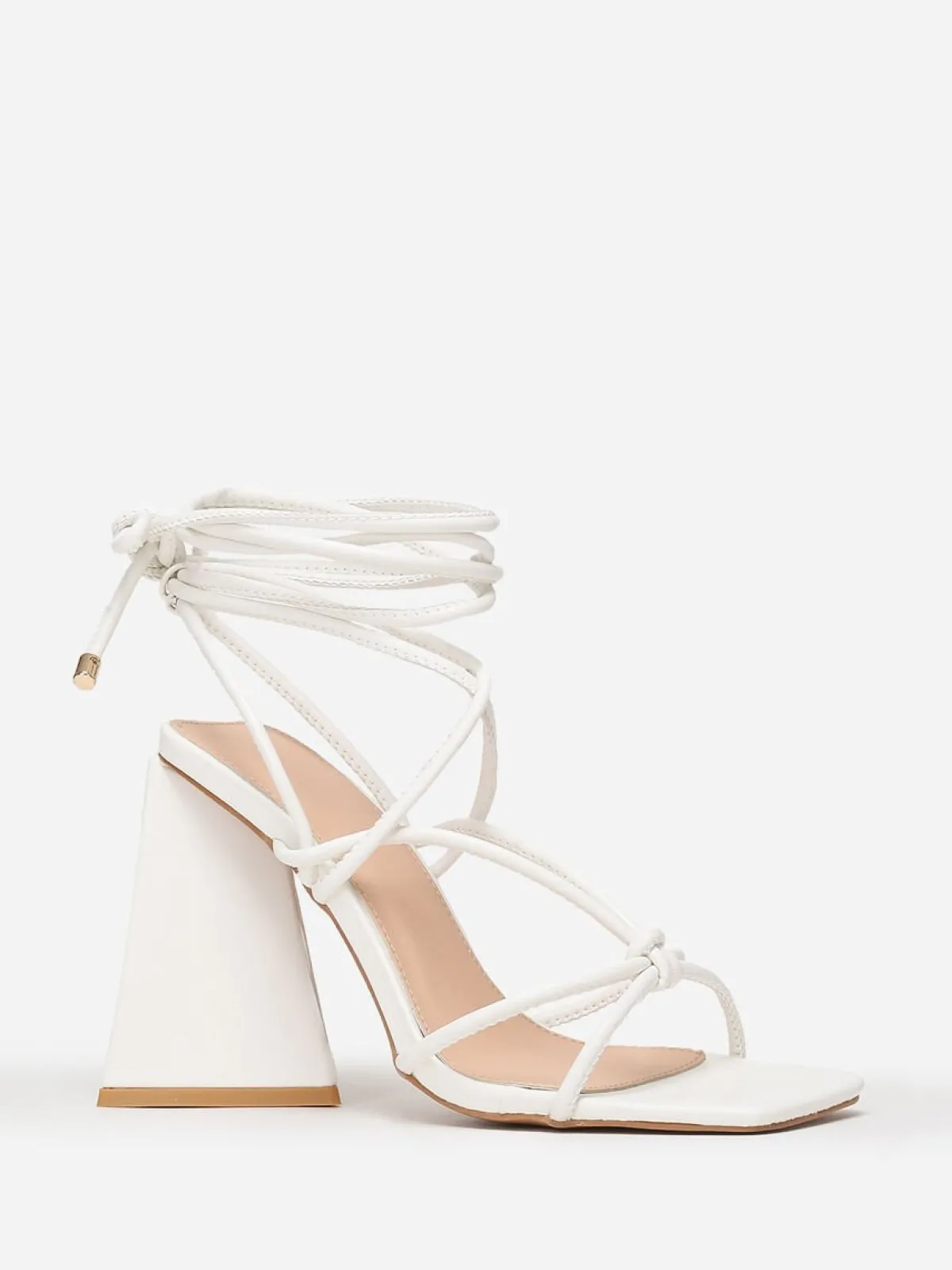 Hot La Modeuse Sandales à laçage et talon triangle Blanc