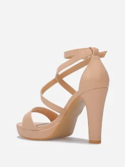 Discount La Modeuse Sandales à multi-brides et talon haut Nude