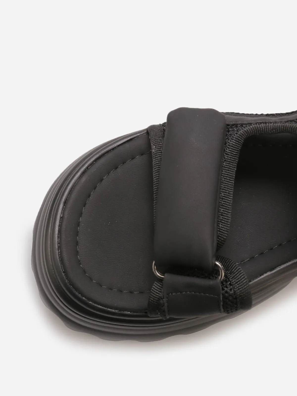 Discount La Modeuse Sandales à plateforme crantée et scratchs Noir