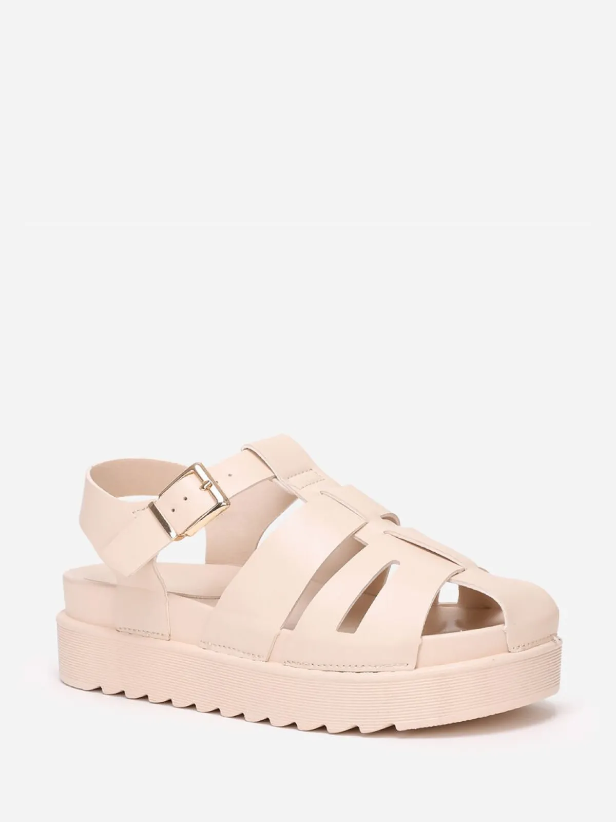 Outlet La Modeuse Sandales à plateforme crantée Beige
