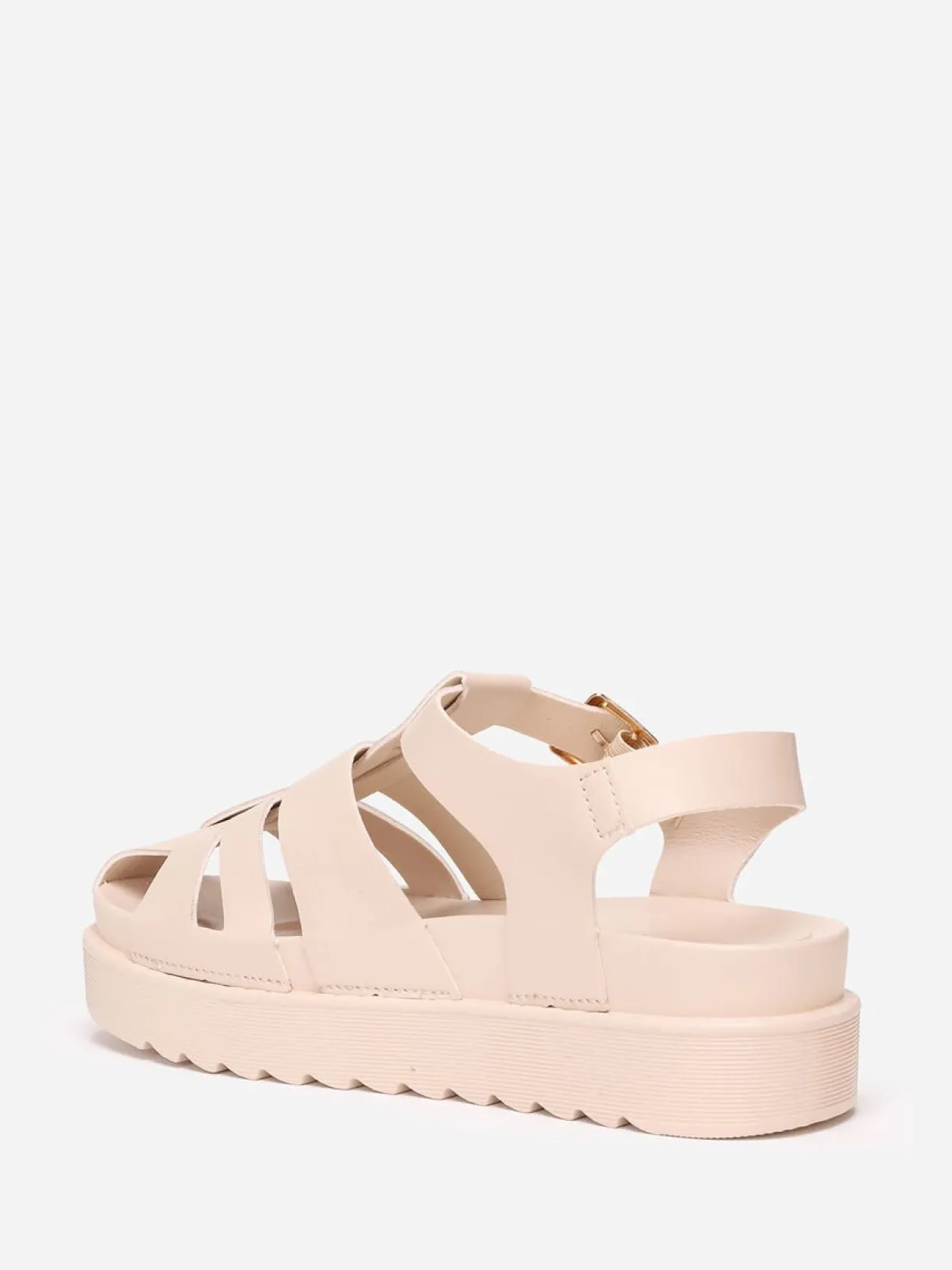 Outlet La Modeuse Sandales à plateforme crantée Beige