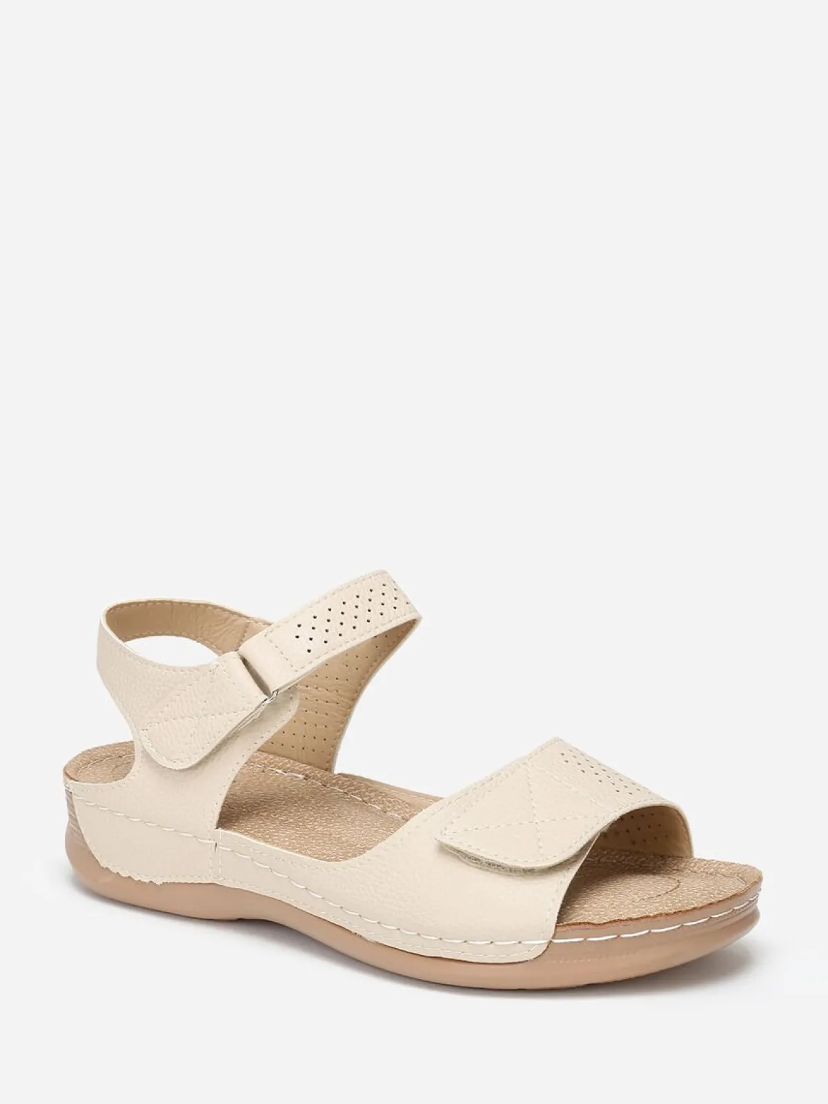 New La Modeuse Sandales à scratch grandes tailles Beige
