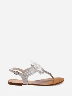 Discount La Modeuse Sandales à strass et noeud Blanc