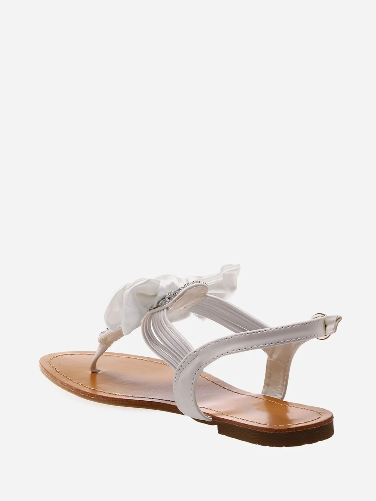 Discount La Modeuse Sandales à strass et noeud Blanc
