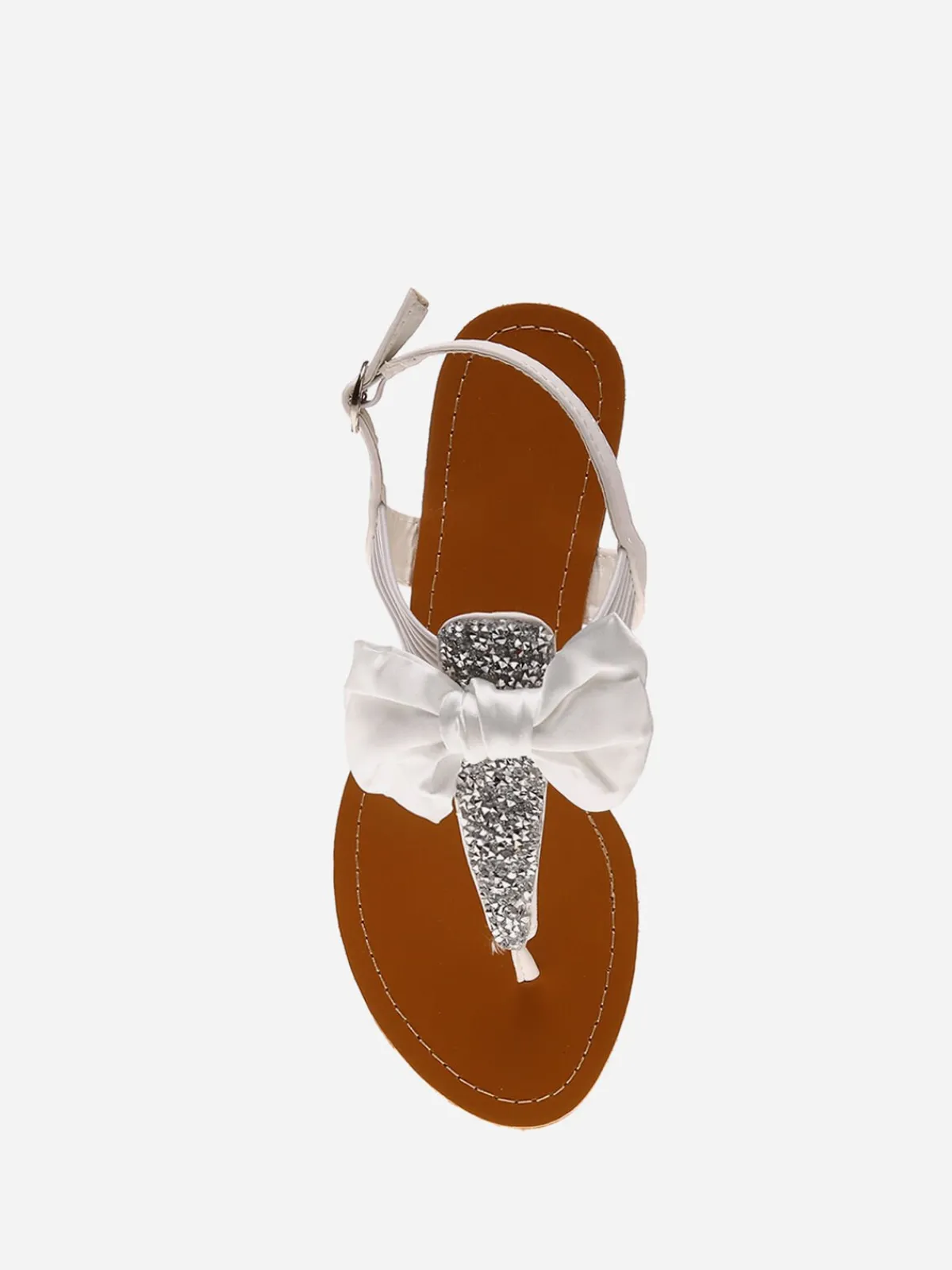 Discount La Modeuse Sandales à strass et noeud Blanc