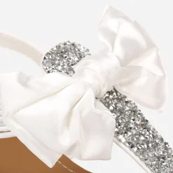 Discount La Modeuse Sandales à strass et noeud Blanc