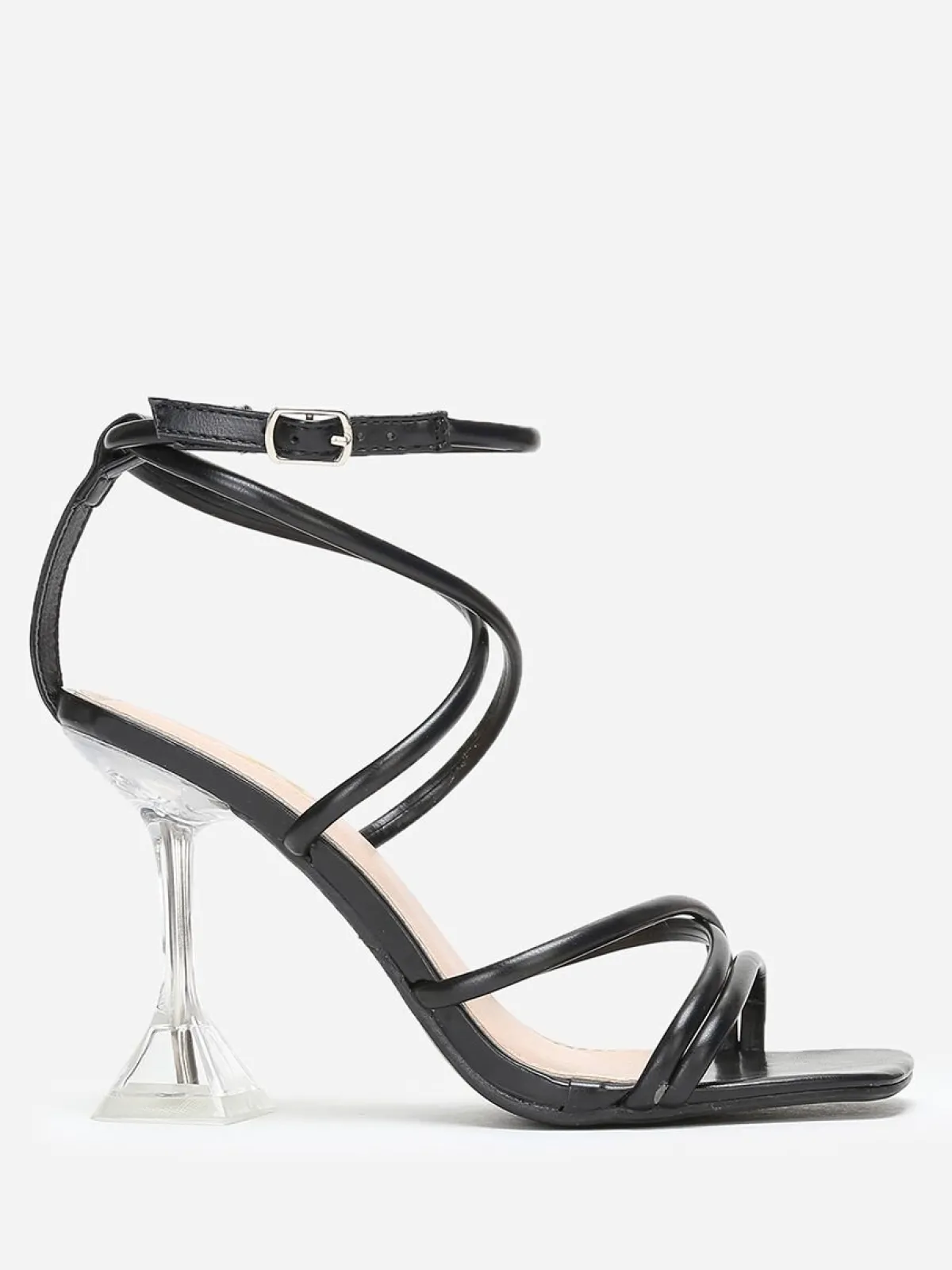 Outlet La Modeuse Sandales à talon bobine transparent Noir