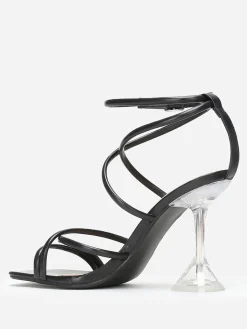 Outlet La Modeuse Sandales à talon bobine transparent Noir