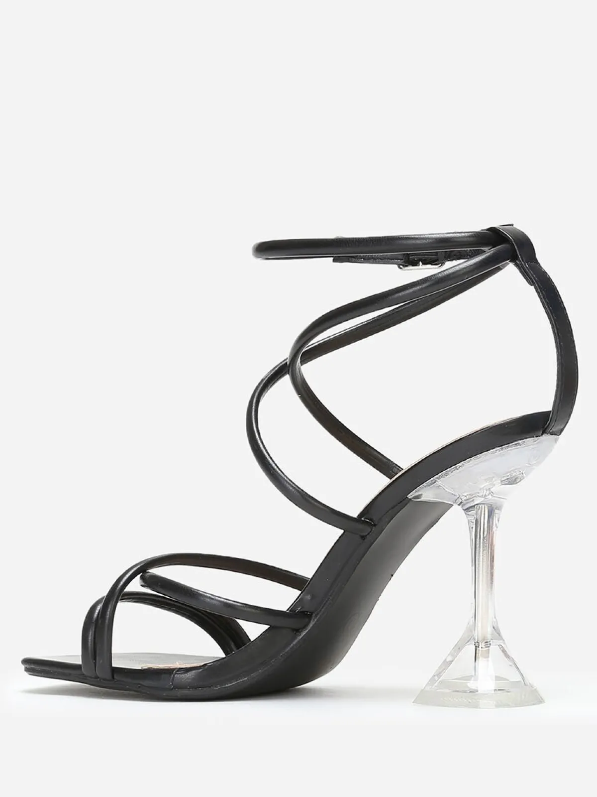 Outlet La Modeuse Sandales à talon bobine transparent Noir