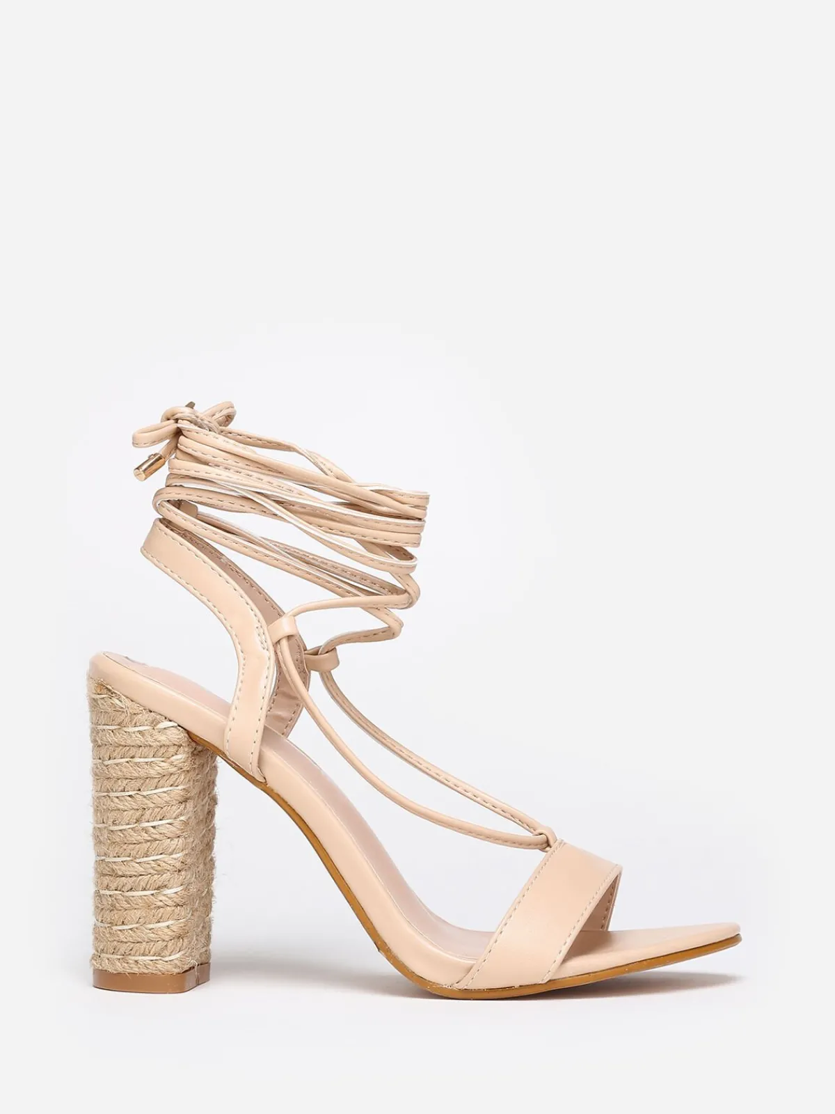 Best La Modeuse Sandales à talon cordage avec laçage Beige