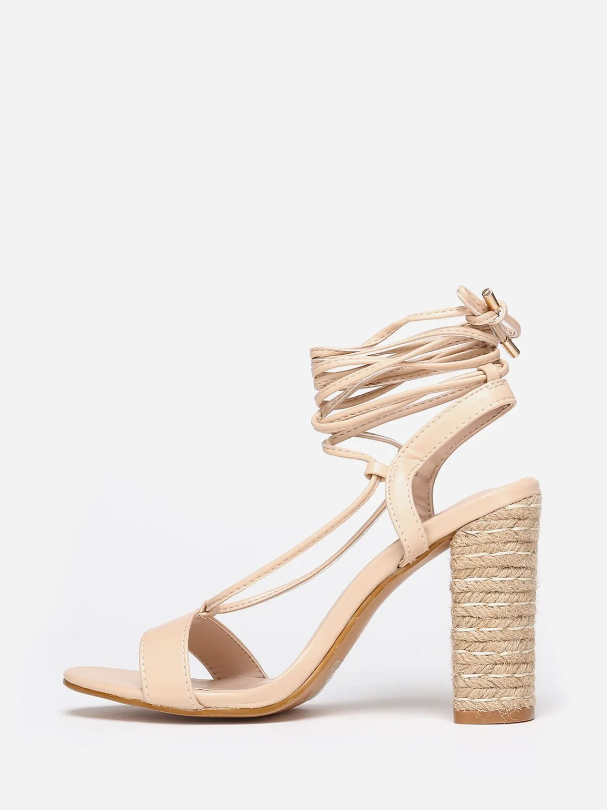 Best La Modeuse Sandales à talon cordage avec laçage Beige
