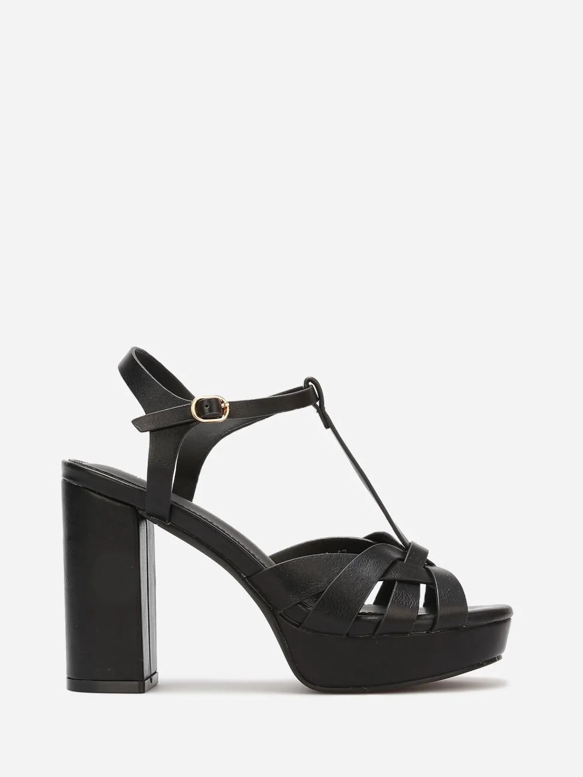 Clearance La Modeuse Sandales à talon et brides entremêlés Noir
